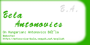 bela antonovics business card